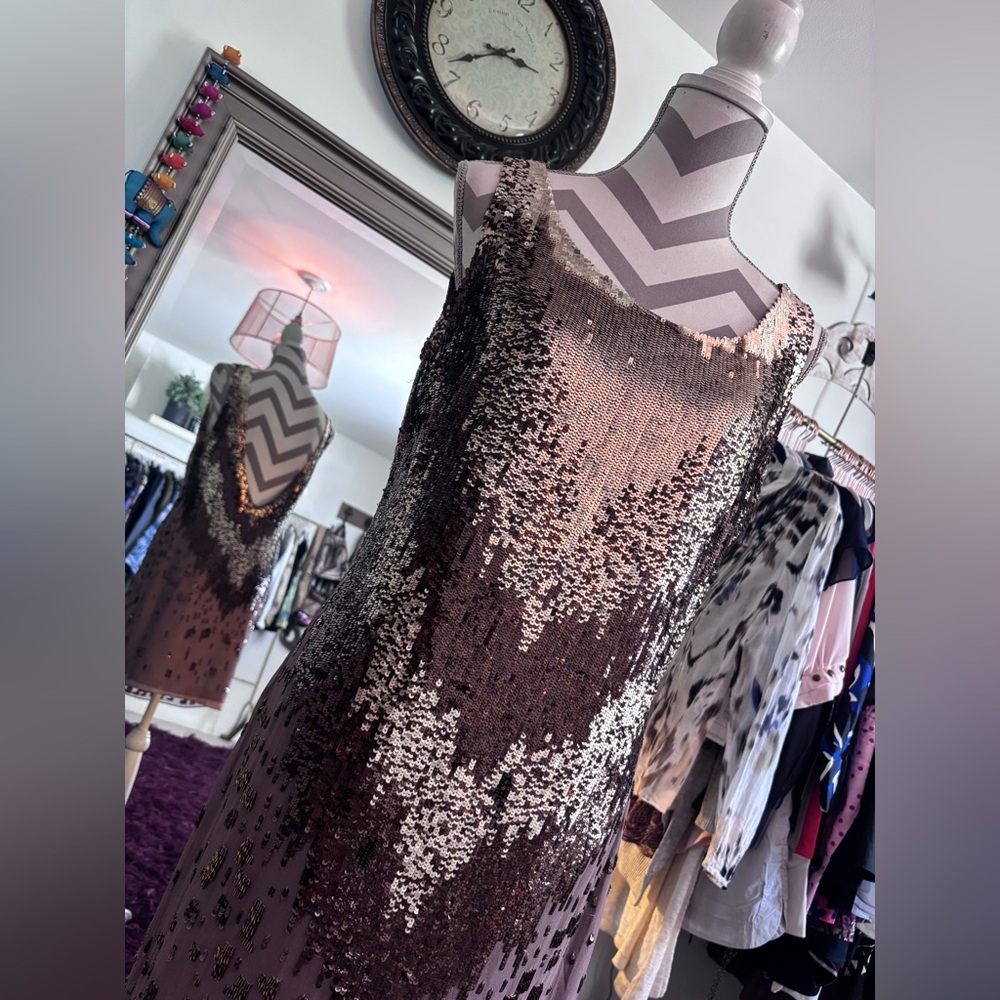Alberto Makali Bronze and Silver Sequin Mini Dress